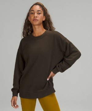 Lululemon Perfectly Oversized Crew Kadın Tişörtü Koyu Zeytin Yeşili | IZHW-17029