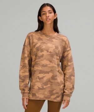 Lululemon Perfectly Oversized Crew Kadın Tişörtü Camo Bej Rengi Renkli | IKPY-49108