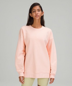 Lululemon Perfectly Oversized Crew Kadın Tişörtü Pembe Beyaz | EQOG-75032