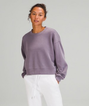 Lululemon Perfectly Oversized Cropped Crew Softstreme Kadın Tişörtü Lavanta | SCGQ-53164
