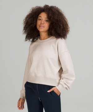Lululemon Perfectly Oversized Cropped Crew Spark Kadın Tişörtü Beyaz | RGFX-83469