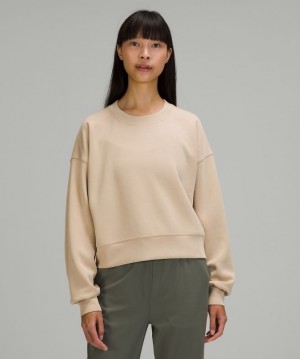 Lululemon Perfectly Oversized Cropped Crew Softstreme Kadın Tişörtü Trench | XEUG-47586