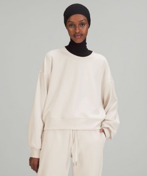 Lululemon Perfectly Oversized Cropped Crew Softstreme Kadın Tişörtü Beyaz | TAEZ-07536