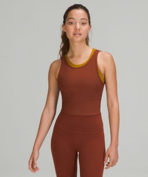 Lululemon Power Pivot Tank Rib Kadın Üstler Kahverengi | NFEJ-98651
