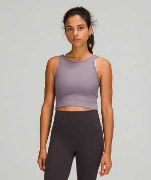 Lululemon Power Pivot Tank Top Rib Kadın Üstler Lavanta | IUKF-35980