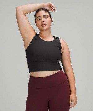 Lululemon Power Pivot Tank Top Rib Kadın Üstler Siyah | XVPC-23789
