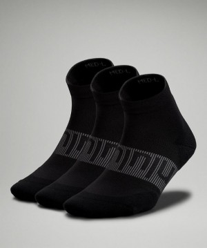Lululemon Power Stride Ankle Sock 3 Pack Accessories Çorap Siyah | YLSG-87523