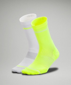 Lululemon Power Stride Crew Sock 2P Accessories Çorap Sarı Beyaz | ARFL-90462