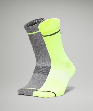 Lululemon Power Stride Crew Sock Stripe 2 Pack Accessories Çorap Sarı Siyah | KURY-61524