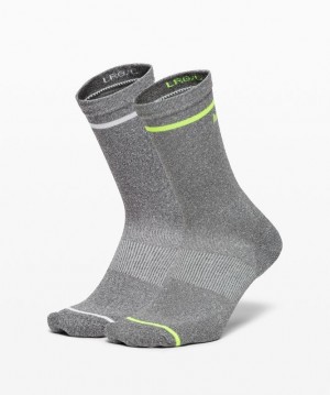Lululemon Power Stride Crew Sock Stripe 2 Pack Box Set Accessories Çorap Koyu Gri | JLWB-25316
