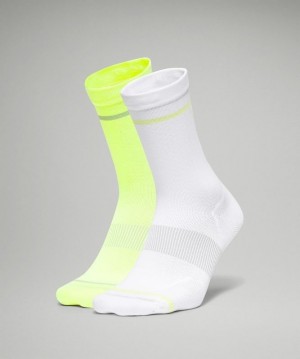 Lululemon Power Stride Crew Sock Stripe 2 Pack Accessories Çorap Nane Sarı | VELN-17086