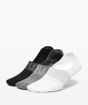 Lululemon Power Stride No-Show Sock with Active Grip 3 Pack Accessories Çorap Beyaz Gri Siyah | ZVXT-71265