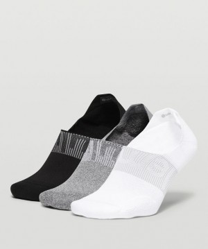 Lululemon Power Stride No-Show Sock with Active Grip 3 Pack Accessories Çorap Beyaz Gri Siyah | IEQJ-81453