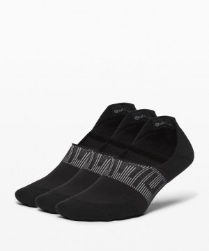 Lululemon Power Stride No-Show Sock with Active Grip 3 Pack Accessories Çorap Siyah | HMUY-23760