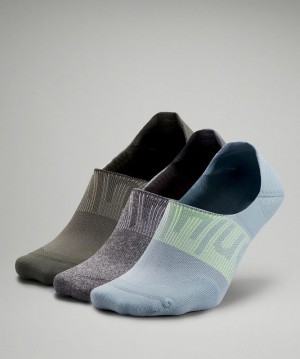 Lululemon Power Stride No-Show Sock with Active Grip 3 Pack Accessories Çorap Gri Gri Zeytin Yeşili | DNJS-10827