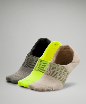 Lululemon Power Stride No-Show Sock with Active Grip 3 Pack Accessories Çorap Bej Rengi Sarı Gri Zeytin Yeşili | DLOU-93527