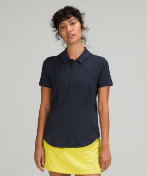Lululemon Quick-Drying Short Sleeve Polo Shirt Kadın Üstler Lacivert | OVHD-59860