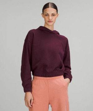 Lululemon Relaxed Cropped Hoodie Kadın Kapşonlu Cassis | EBGM-28705