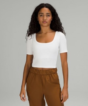 Lululemon Ribbed Held Tight Short Sleeve Shirt Kadın Üstler Beyaz | VQKY-06412