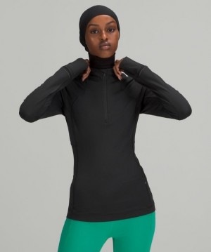 Lululemon Rulu Run 1/2 Zip Kadın Tişörtü Siyah | OMLC-39805