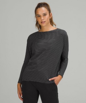 Lululemon SKU:LW3FBUS Kadın Üstler Çizgili Siyah Beyaz | TJQS-25784