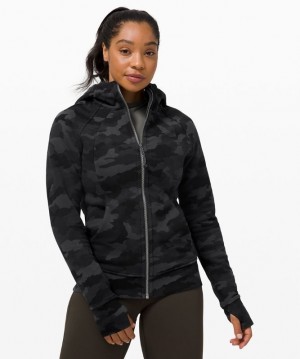 Lululemon Scuba Hoodie Light Cotton Fleece Kadın Tişörtü Camo Siyah Renkli | NZCF-57694