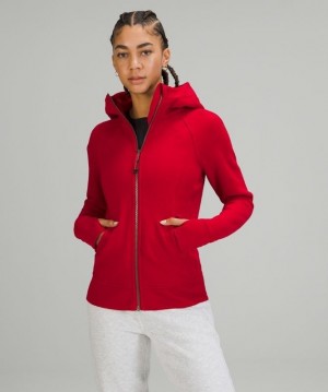 Lululemon Scuba Hoodie Light Cotton Fleece Kadın Tişörtü Koyu Kırmızı | BSUO-25043