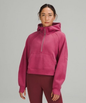 Lululemon Scuba Oversized 1/2 Zip Hoodie Kadın Kapşonlu Pembe | MGRF-45763