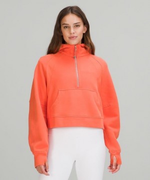 Lululemon Scuba Oversized 1/2 Zip Hoodie Kadın Kapşonlu Mercan | JCNF-71923