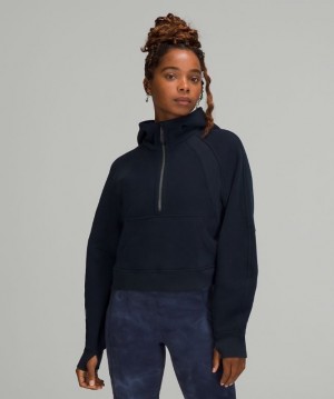 Lululemon Scuba Oversized 1/2 Zip Hoodie Kadın Kapşonlu Lacivert | YHSD-21879