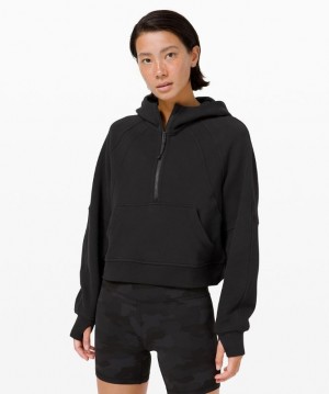 Lululemon Scuba Oversized 1/2 Zip Hoodie Kadın Kapşonlu Siyah | ATXE-43109