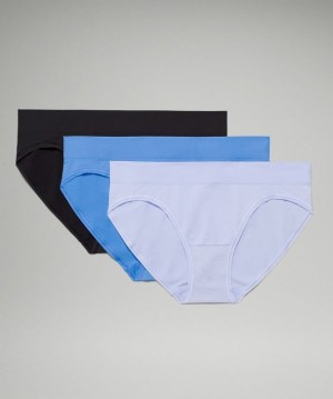 Lululemon Seamless Mid-Rise Bikini Underwear 3 Pack Kadın İç Giyim Siyah Mavi Lavanta | XSNM-41953