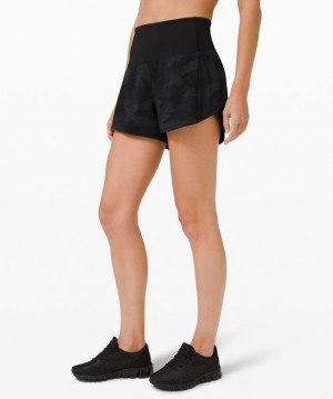 Lululemon Speed Up High-Rise Short 4 Lined Kadın Şort Camo Siyah Renkli Siyah | SRXJ-71048