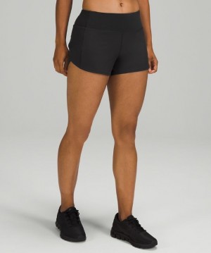 Lululemon Speed Up MR Short 4 Lined Kadın Şort Siyah | KNJR-79852