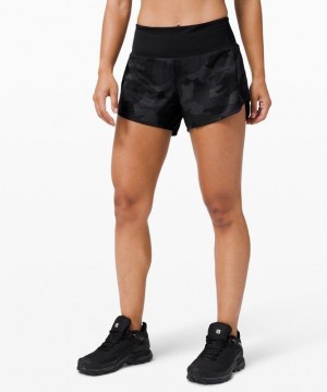 Lululemon Speed Up MR Short 4 Lined Kadın Şort Camo Siyah Renkli Siyah | KIAD-09468