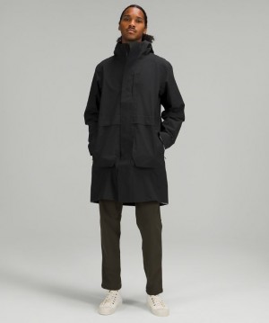 Lululemon Storm Field Trench Coat Erkek Mont Siyah | BRAS-95718