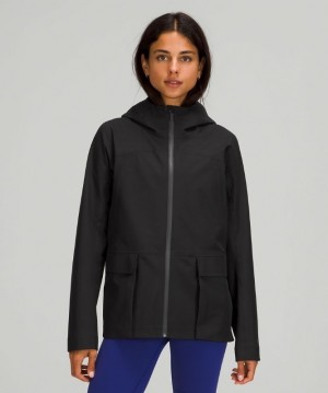 Lululemon StretchSeal Relaxed-Fit Rain Jacket Kadın Mont Siyah | RYBN-41087