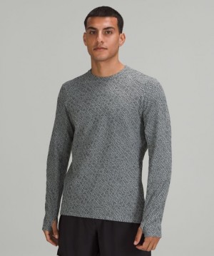 Lululemon Surge Warm Crew Erkek Tişörtü Gri Siyah | HNQE-07294