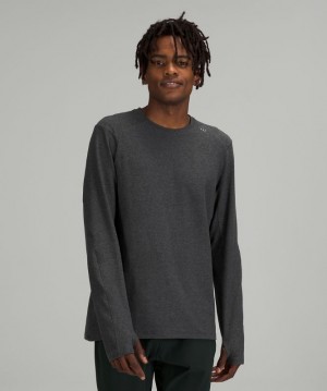 Lululemon Surge Warm Crew Erkek Tişörtü Koyu Gri Siyah | YGEL-70369