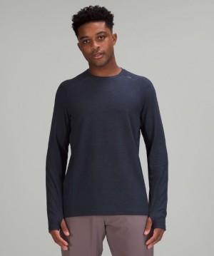 Lululemon Surge Warm Crew Erkek Tişörtü Lacivert Siyah | VYAQ-06483