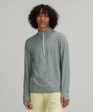 Lululemon Surge Warm Half-Zip Erkek Tişörtü Nane Beyaz | HULC-18479