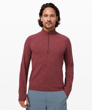Lululemon Surge Warm Half-Zip Erkek Tişörtü Kırmızı | WZLC-98240