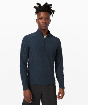 Lululemon Surge Warm Half-Zip Erkek Tişörtü Lacivert Siyah | VFLI-49837