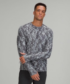 Lululemon Surge Warm Long Sleeve Shirt Erkek Üstler Gri Siyah Gri | SCAG-83906