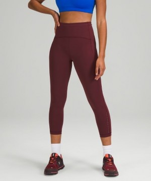 Lululemon Swift Speed High-Rise Crop 23 Kadın Tayt Kırmızı Bordo | KWUI-53902