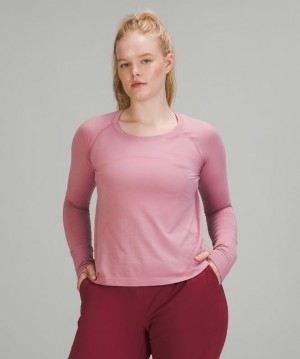 Lululemon Swiftly Tech LS 2.0 Race Kadın Üstler Pembe Gri Kahverengi Pembe Gri Kahverengi | MAUB-68203