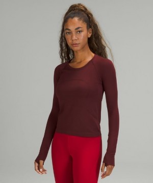 Lululemon Swiftly Tech LS 2.0 Race Kadın Üstler Kırmızı Bordo Kırmızı Bordo | TMVG-16540