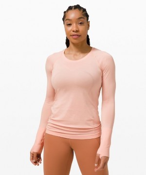 Lululemon Swiftly Tech Long Sleeve 2.0 Kadın Üstler Pembe Beyaz Pembe Beyaz | HKAQ-17603