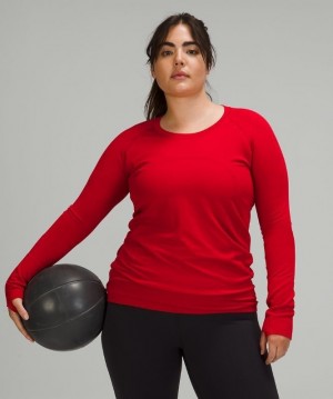 Lululemon Swiftly Tech Long Sleeve 2.0 Kadın Üstler Koyu Kırmızı Koyu Kırmızı | TPYL-84972