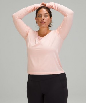 Lululemon Swiftly Tech Long Sleeve 2.0 Race Kadın Üstler Pembe Beyaz Pembe Beyaz | PVBJ-71590